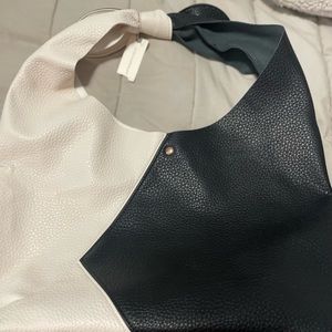 Faux Leather Colorblock Knotted Shoulder Bag